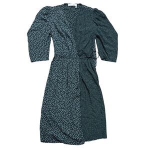 See By Chloe Wrap Dress Sz 34 US 2 Floral Polka Dot Green Knee Length Boho